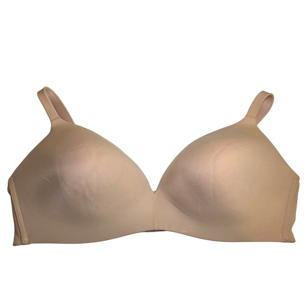 CACIQUE Women's 46DD Nude‎ Simply Wirefree Plunge Push-Up Bra Comfort Shapewear